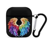Feathers in Rainbow Wings Flight Angels Earphone Case PC Bluetooth Headphone Case Compatible with Airpods 1/Airpods 2 Black-style