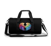 Feathers in Rainbow Wings Flight Angels Gym Bag Lightweight Carry On Duffel Bag Athletic Sports Travel Bag Weekender Bag for Men Women