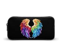 Feathers in Rainbow Wings Flight Angels Large Pencil Case Big Capacity Pencil Pouch Pen Bag Marker Pen Case for Women Men