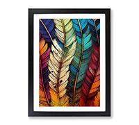 Feathers Splashed No.3 Framed Print for Living Room Bedroom Home Office Décor, Wall Art Picture Ready to Hang, Black A2 Frame (62 x 45 cm)