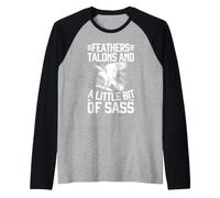 Feathers Talons and a Little Bit of Sass Falconry Raglan Baseball Tee