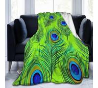 Feathers Throw Blanket 200 x 200 cm Green Flannel Fluffy Fleece Blanket Soft Lightweight Warm Blankets and Throws for Bed Sofa and Couch A-3464