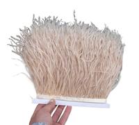 Feathers Trims Fringe 1/5/10meter Ostrich Feather Trim Dress for Women Soft Plumes Fringes Wedding Skirt Decoration Party Cloth Ribbon(Golden,5meters)