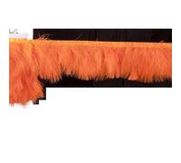 Feathers Trims Fringe 1 Meter Fluffy Feathers Trim Fringe Ribbon 10-15cm Feather on Tape Fringes Sewing Party Clothing Dress Decoration(Orange)