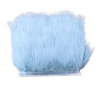 Feathers Trims Fringe 1 Meter Fluffy Feathers Trim Fringe Ribbon 10-15cm Feather on Tape Fringes Sewing Party Clothing Dress Decoration(Light Blue)