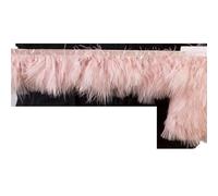 Feathers Trims Fringe 1 Meter Fluffy Feathers Trim Fringe Ribbon 10-15cm Feather on Tape Fringes Sewing Party Clothing Dress Decoration(Pink2)