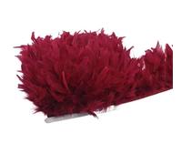 Feathers Trims Fringe 10 Meters Fluffy Feathers Tassel Fringe Trim Ribbon Feather on Tape Sewing Trimmings Clothes Dress Decoration(5.Wine red)