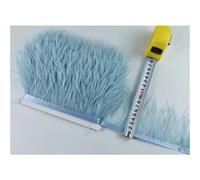 Feathers Trims Fringe 1M 5M 10M 8-10CM Ostrich Feather Trims Ribbon Skirt DIY Clothing Ostrich Feathers for Crafts Plumes(22 Light Blue,5 Meters)