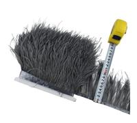 Feathers Trims Fringe 1M 5M 10M 8-10CM Ostrich Feather Trims Ribbon Skirt DIY Clothing Ostrich Feathers for Crafts Plumes(11 Dark Grey,1 Meter)