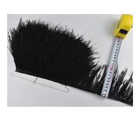 Feathers Trims Fringe 1M 5M 10M 8-10CM Ostrich Feather Trims Ribbon Skirt DIY Clothing Ostrich Feathers for Crafts Plumes(2 Black,10 Meters)
