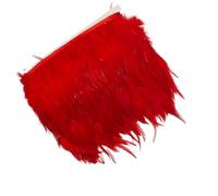 Feathers Trims Fringe 5/10 Meters 10-15CM 4-6inch Chicken Rooster Tail Feathers Trims Strip for Wedding Party Clothing Rooster Feather Trim(Red,5m)