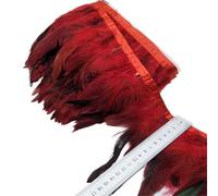 Feathers Trims Fringe 5/10 Meters 13-18CM Chicken Rooster Tail Feathers Trims Strip for Wedding Party Clothing Rooster Feather Trim(Red,10 Yards)