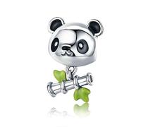 FeatherWish 925 Sterling Silver Charm Panda Bear Bamboo Animal Family Bead Charm Fits And Compatible With Pandora Bracelets Gift For Wife Daughter Best Friend Birthday