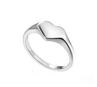 FeatherWish 925 Sterling Silver Ring Retro Vintage Style Signet Heart Statement Ring Women Size L N P R (R)