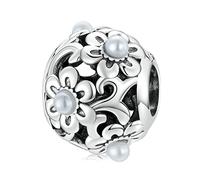 FeatherWish Flower Daisy Orchid Rose Retro Bead Charm Sterling Silver 925 Fits And Compatible With Pandora Bracelets Gift For Friend Wife Daughter Birthday Sister Family (Vintage Daisy)