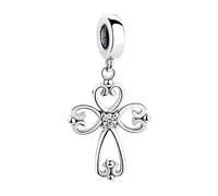 FeatherWish Holy Cross Crucifix Charm 925 Sterling Silver Faith Family Love Dangle Pendant Charm Fits And Compatible With Pandora Bracelets Gift For Friend Wife Mum Sister Nan
