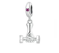 FeatherWish I Love My Sports Exercise Fitness Gym Dumbbell Pendant Dangle 925 Sterling Silver Charm Compatible With Pandora Bracelet Or Necklace