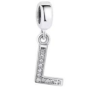 FeatherWish Letter L Alphabet Name Charm Sterling Silver 925 Fits And Compatible With Pandora Bracelets Gift For Friend Family Daughter Wife Birthday Christmas (Letter L)