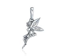 FeatherWish Moon Flower Fairy Charm Sterling Silver 925 Pendant Fits And Compatible With Pandora Bracelets Gift For Friend Daughter Sister Mum Wife Birthday (Moon Fairy)