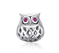 FeatherWish Owl Bird Animal Family Charm Sterling Silver 925 Fits And Compatible With Pandora Bracelets Gift For Birthday Friend Wife Sister Mum Daughter