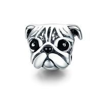 FeatherWish Pug Puppy Dog Pet Animal Family Love Best Friend Bead Charm 925 Sterling Silver Fits And Compatible With Pandora Bracelets Gift For Mum Birthday Friend Wife Sister Daughter