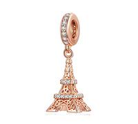 FeatherWish Rose Gold Eiffel Tower Travel Charms Fits And Compatible With Pandora Bracelets Gift For Best Friend Wife Daughter Family Birthday Sister Mum