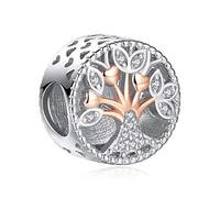 Featherwish Rose Gold Family Tree Of Life Love Forever Nature Bead Charm Fits And Compatible with Pandora Bracelets Gift For Wife Friend Sister Daughter Birthday Mum