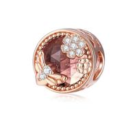 FeatherWish Rose Gold Honey Bumble Bee Charm 925 Sterling Silver Insect Flower Bead Charm Fits And Compatible With Pandora Bracelets Gift Birthday Sister Friend Daughter Wife (Enamel Bee)