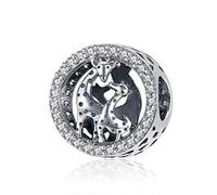 FeatherWish Sterling Silver 925 Charm Giraffe Family Mum Dad Baby Animal Family Travel Bead Charm Fits And Compatible With Pandora Bracelets Gift Friend Daughter Birthday Sister Mum (Bead)