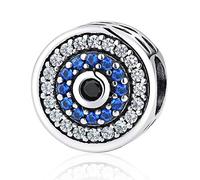 FeatherWish Sterling Silver 925 Charm Lucky Hamsa Evil Eye Family Protection Turkish Love Travel Holiday Round Bead Fits And Compatible With Pandora Bracelets Gift For Birthday Friend Wife