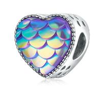FeatherWish Sterling Silver 925 Charm Mermaid Love Heart Princess Fish Travel Pendant Dangle Fits And Compatible With Pandora Bracelets Gift For Wife Friend Sister Daughter Mum