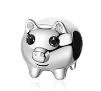 FeatherWish Sterling Silver 925 Charm Pig Farm Animal Love Family Bead Charm Fits And Compatible With Pandora Bracelets Gift For Friend Daughter Mum Sister Birthday Wife