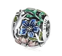 FeatherWish Sterling Silver 925 Charm Rabbit Animal Flower Daisy Rose Tree Bead Fits And Compatible With Pandora Bracelets Gift For Mum Wife Friend Daughter (Rabbit Meadow)