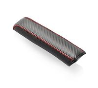 FEATUR Carbon Fiber Leather Car Handbrake Cover - Compatible with Focus 2, 3, 1, Fiesta, Mondeo MK4, Transit, Fusion, Kuga, Ranger - Black Leather with Red or Gray Thread