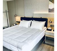 Feature Home™ HOTEL QUALITY Micro-Fiber Mattress Topper - Extra Thick - Breathable Hypoallergenic Box Stitch Quality Design - Suitable for All Mattresses with Easy Fitting Straps (Single Size)