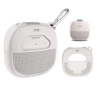 Feature Protective Case for Bose SoundLink Micro Bluetooth Speaker by WGear, Featured Design with mesh Pocket for Cable and Other Accessories, Elastic Strap to Secure Device (White Smoke)