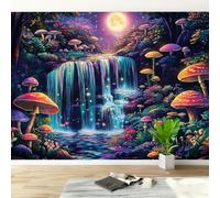 Feature Wall Mural Enchanted Forest Non-Woven 3D Matt Photo Wallpaper | Wipeable Panoramic Mural Wallpaper 250x175 cm Fantasy Magical Waterfall Wall Art for Living Room Bedroom Home Office F2