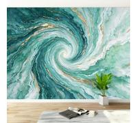 Feature Wall Mural Green White Marble Photo Wallpaper Non-Woven Matt | Wipeable Panoramic Mural Wallpaper 300x210 cm 3D Abstract Fluid Wall Art for Living Room Bedroom Home Office M178