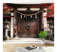 Feature Wall Mural Japanese Shrine Gate Photo Wallpaper Non-Woven Matt | Wipeable Panoramic Mural Wallpaper 250x175 cm 3D Traditional Maple Leaf Wall Art for Living Room Bedroom Home Office M37