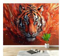 Feature Wall Mural Japanese Tiger Non-Woven 3D Matt Photo Wallpaper | Wipeable Panoramic Mural Wallpaper 150x105 cm Fantasy Animal Paste The Wall Art for Living Room Bedroom Home Office F210