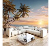 Feature Wall Mural Tropical Palm Tree Non-Woven 3D Matt Photo Wallpaper