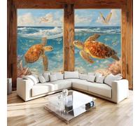 Feature Wall Mural Vintage Sea Turtle Non-Woven 3D Matt Photo Wallpaper
