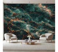Feature Wallpaper Non-Woven Vintage Marble Texture Green Photo Wallpaper Farmhouse Teenager Adult Bedroom Luxury Marble Texture Wall Mural Home Poster Decoration 450x315cm(W x H) Photo Mural