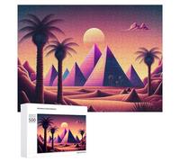 Featured Design: A Retro Synthwave Mirage, 500 PCS, Adult Wooden Jigsaw, Winter Gift - for Quiet Evenings And Focused Play
