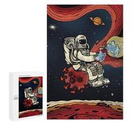 Featured Design: Astronaut Fighting Virus in Space, 1000 PCS, Wooden Picture Puzzle for Grown-Ups, Holiday-Season Gift, with A Decorative Finished Picture