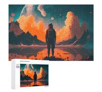 Featured Design: Astronaut on An Alien Planet, 1000 PCS, Wooden Picture Puzzle for Grown-Ups, Winter Activity Gift, for Relaxing Solo Or Group Play
