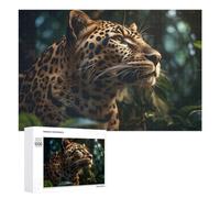 Featured Design: Big Cat Leopard In Jungle, 1000 PCS, Adult Tabletop Puzzle, New Year Decoration; for Couples, Friends And Family