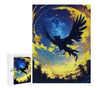 Featured Design: Black Bird in Flight, 500 PCS, Wooden Art Puzzle, Winter Gift - to Assemble, Frame And Display