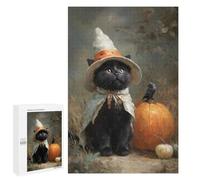 Featured Design: Black Cat Witch, 1000 PCS, Displayable Picture Puzzle, Festive Gift for Adults, for Mindful Indoor Entertainment