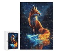 Featured Design: Blue Neon Fox And The Moon, 300 PCS, Decorative Jigsaw for Grown-Ups, Weekend Puzzle Project - for Quiet Evenings And Focused Play
